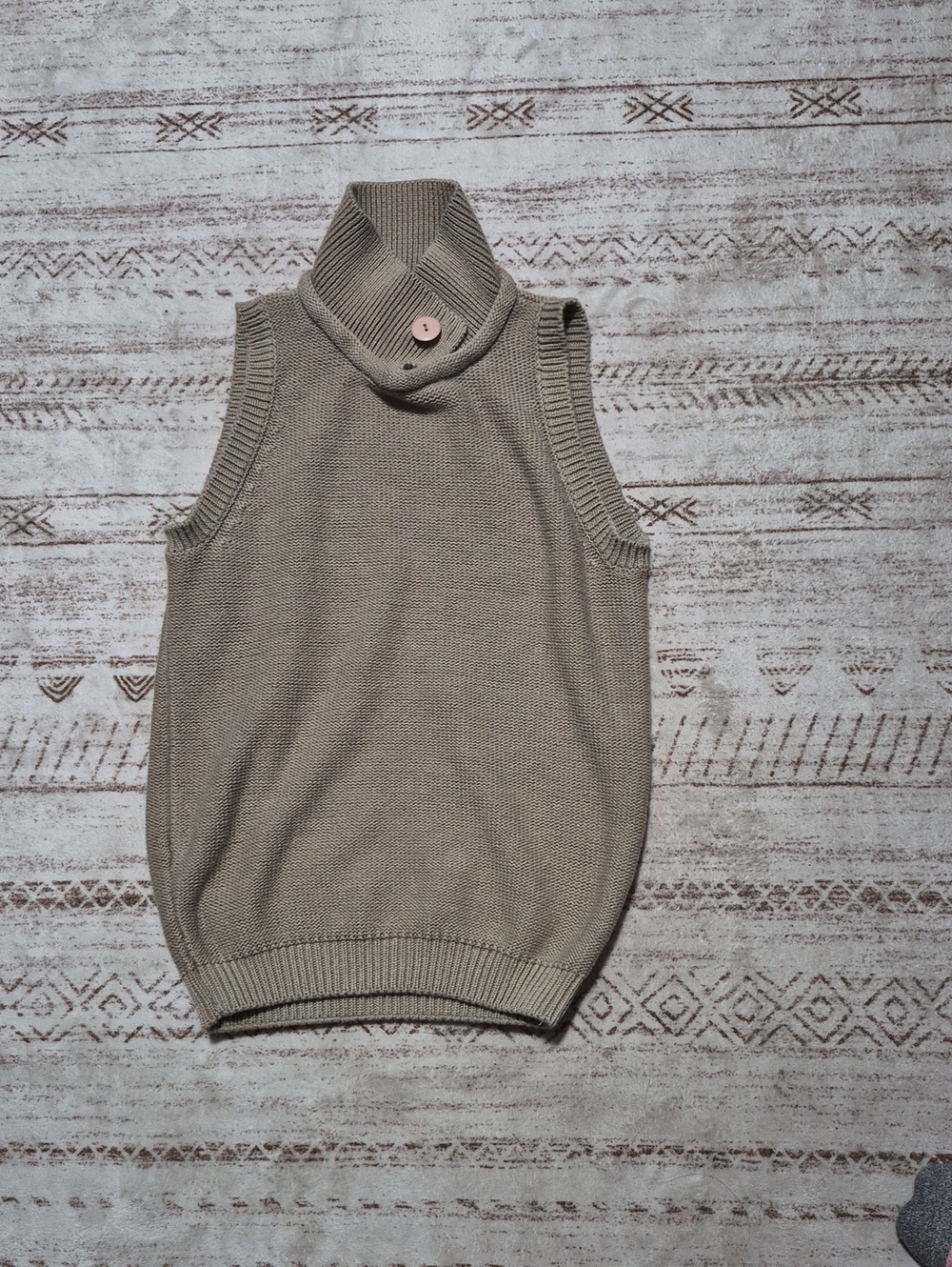 Source Unknown Taupe Sleeveless Cowl Neck Knit Sweater